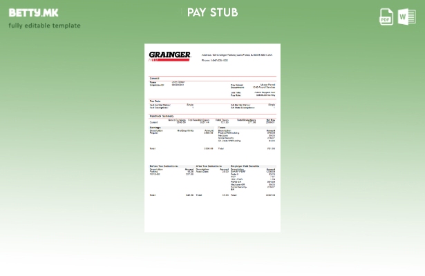 модерен стил, шаблон за исплати на компанијата Grainger во САД